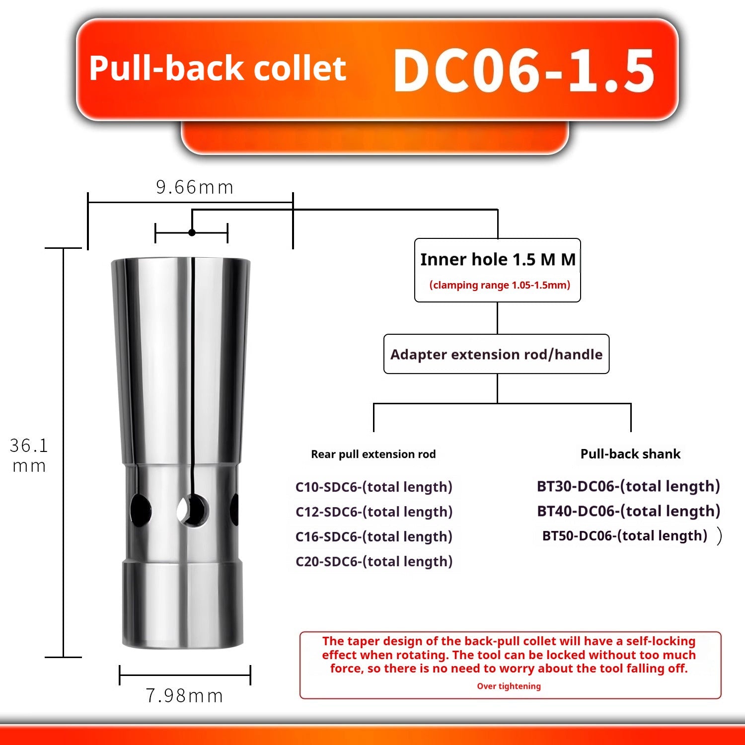 6026 Pull Back Collet DC4 DC6 DC8 DC12 Pull Back Collet Spring Collet Taiwan High Precision Latch Shandong Denso Pricision Tools Co.,Ltd.
